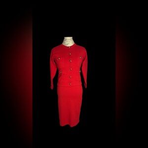 Vintage 100% Wool Adrienne Vittadini 2 Piece Dress Suit
